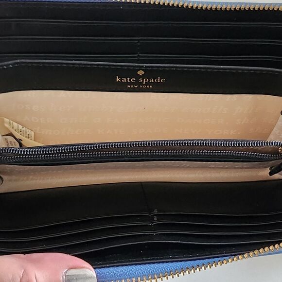 Kate Spade Blue and White Striped Wallet - Picture 7 of 11